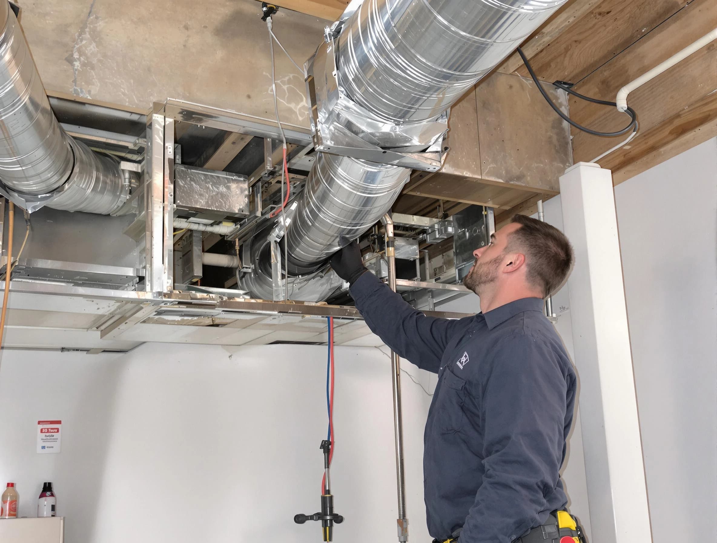 Lehi Air Duct Cleaning technician performing professional air duct repair using specialized tools in Lehi