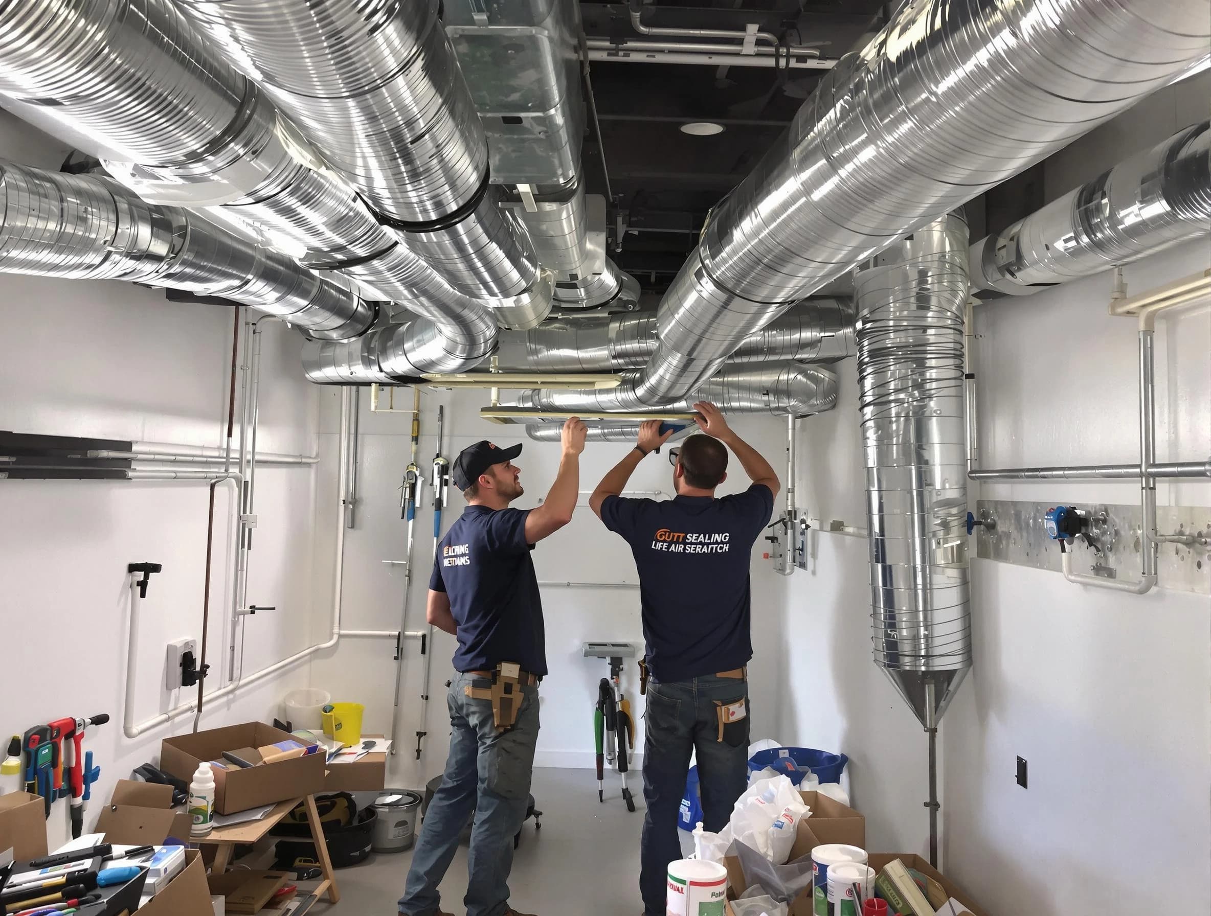 Lehi Air Duct Cleaning technician applying professional duct sealing solutions in Lehi