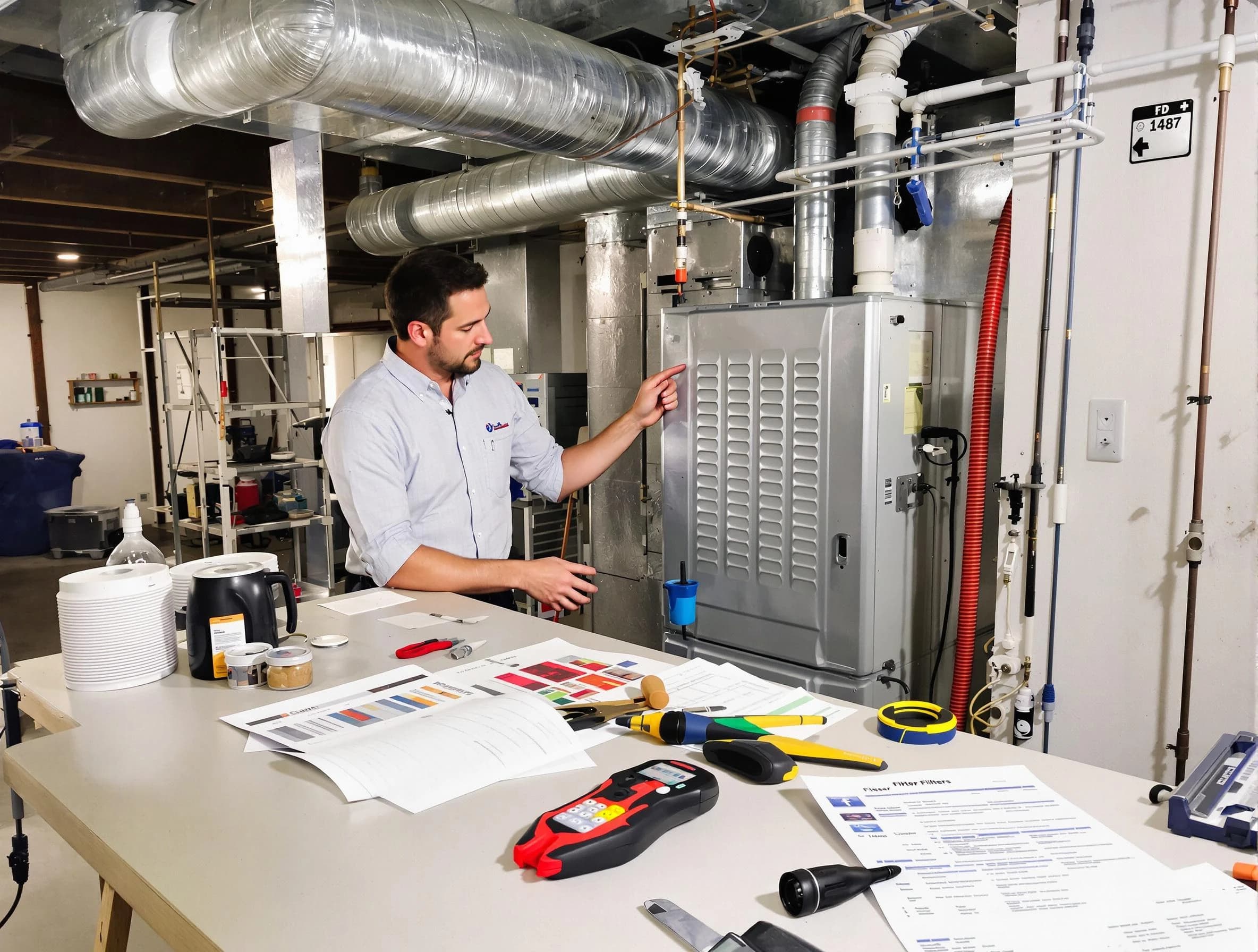 Lehi Air Duct Cleaning inspector conducting detailed filter system evaluation using professional diagnostic tools in Lehi