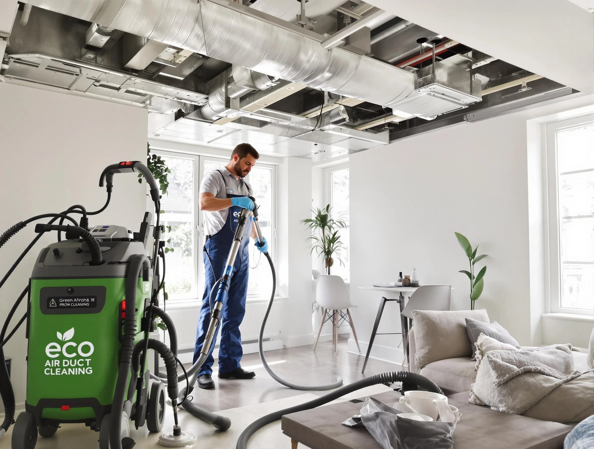 Lehi Air Duct Cleaning technician performing eco-friendly duct cleaning using sustainable methods in Lehi