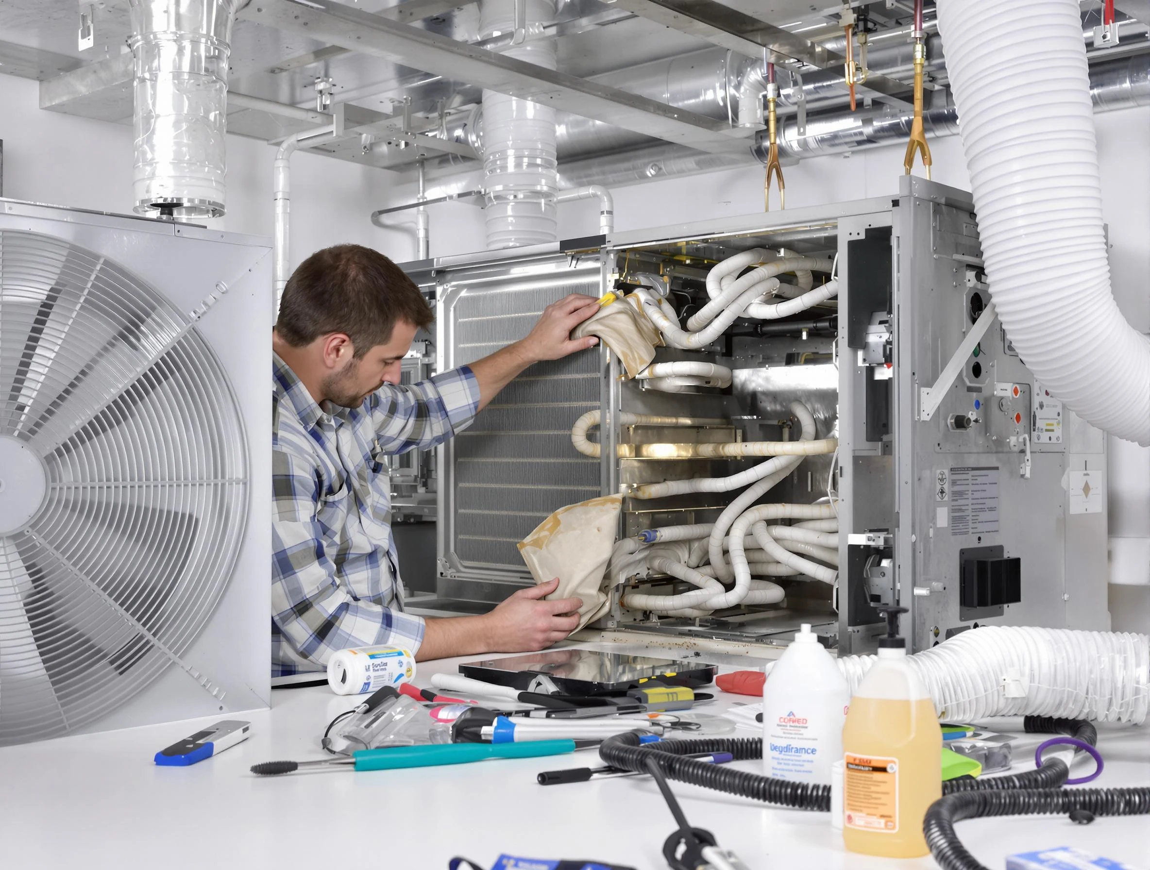 Lehi Air Duct Cleaning specialist performing precision AC coil cleaning in Lehi