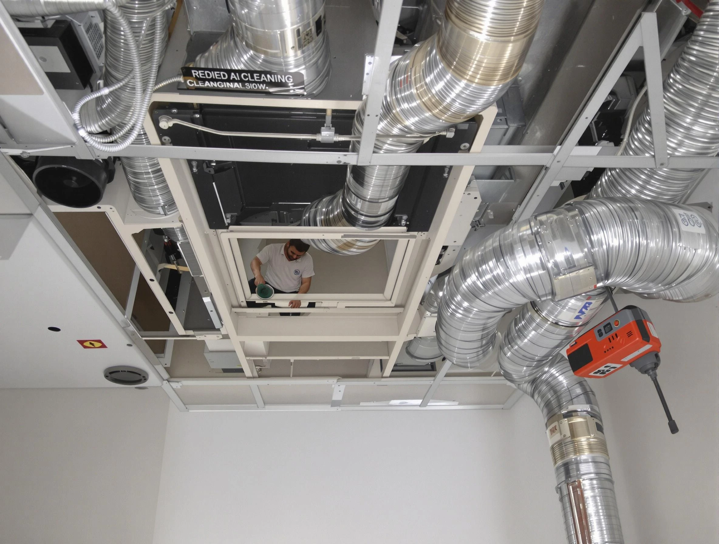 Lehi Air Duct Cleaning technician performing detailed central duct system cleaning in Lehi